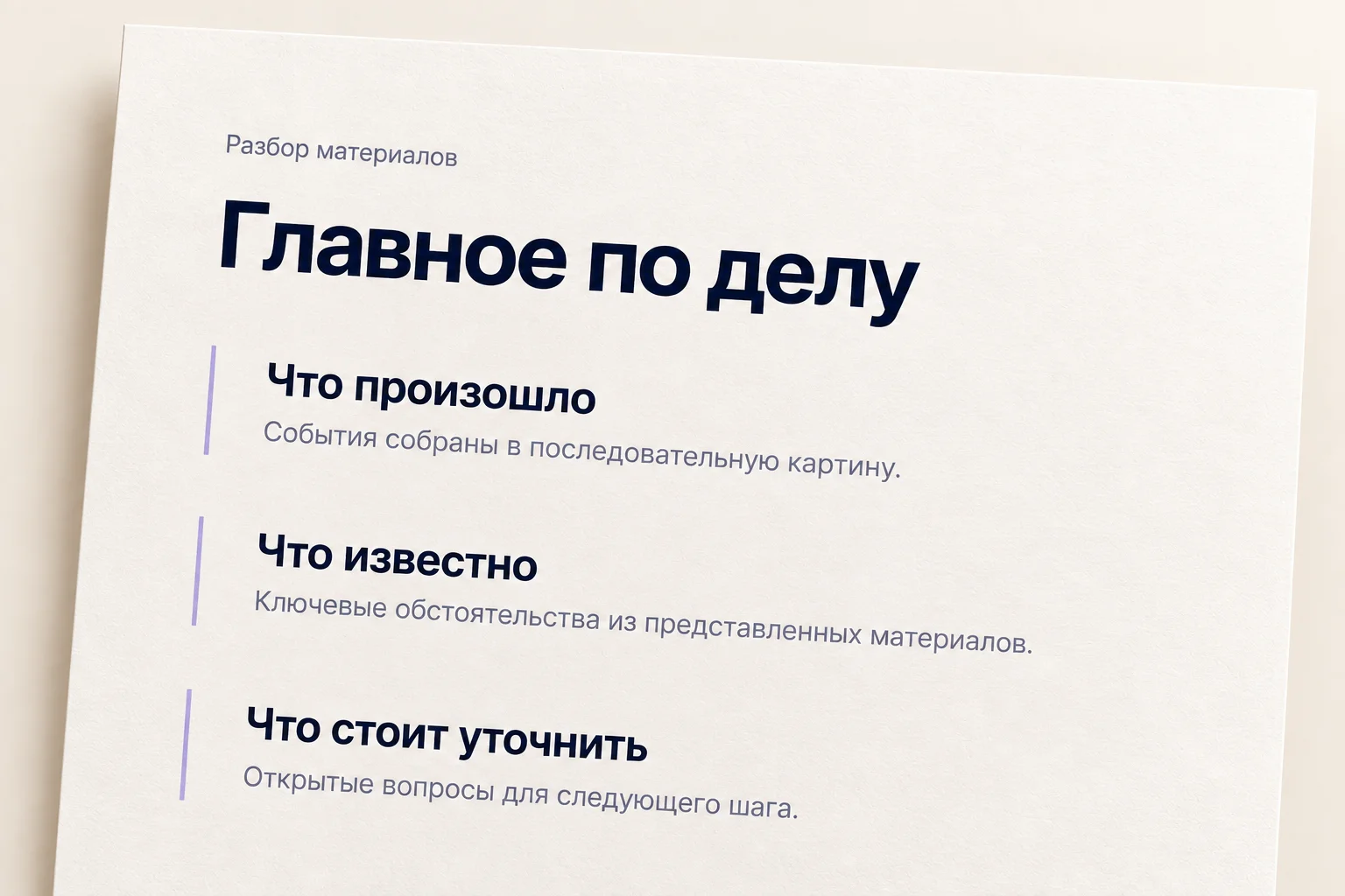 Пример оформления: разбор материалов